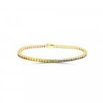 Princess Cut Rainbow Sapphire Ombré Tennis Bracelet in 18K Yellow Gold