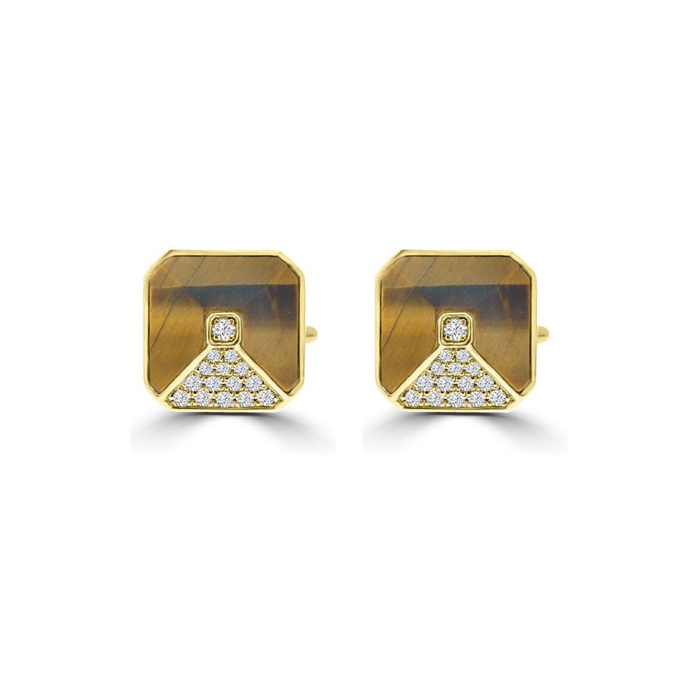 Tiger Eye Diamond Square Cufflinks