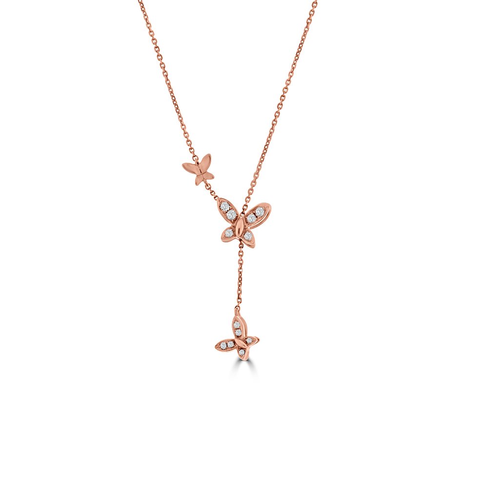Diamond Butterflies Drop Pendant with Chain
