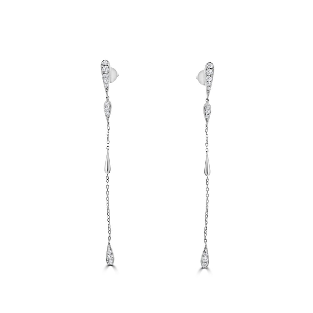 Diamond Teardrop Chain Drop Earrings