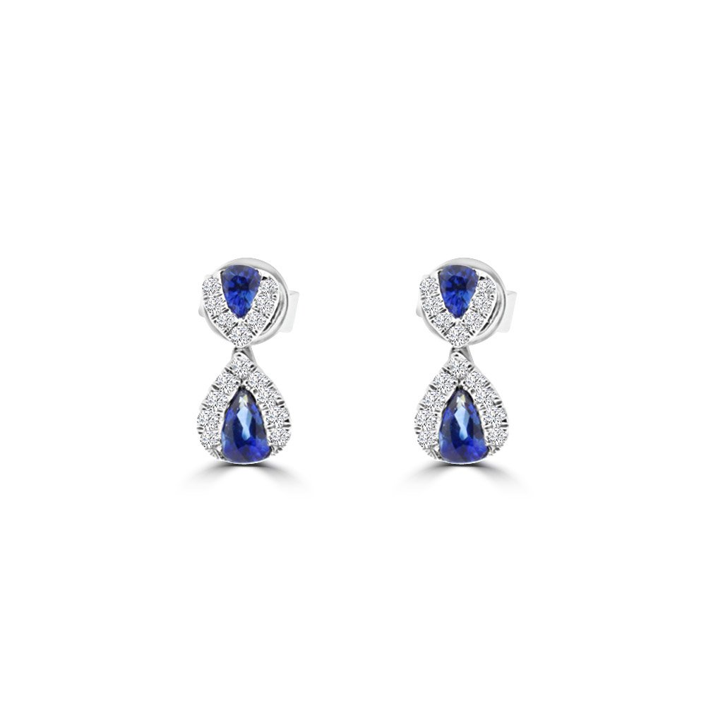 Pear Shaped Sapphire Diamond Teardrop Earrings