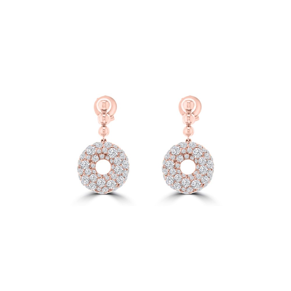 Diamond Donut Dangle Earrings