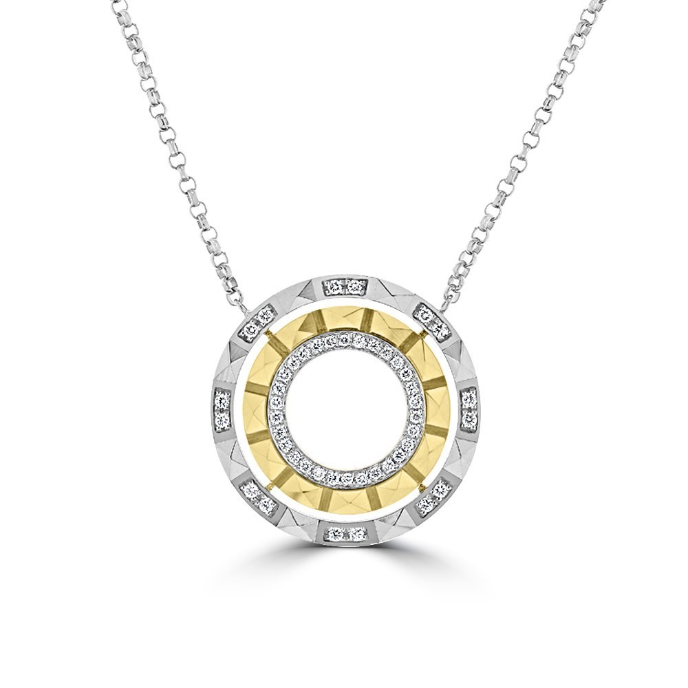 Diamond Pyramid Open Circle Pendant with Chain