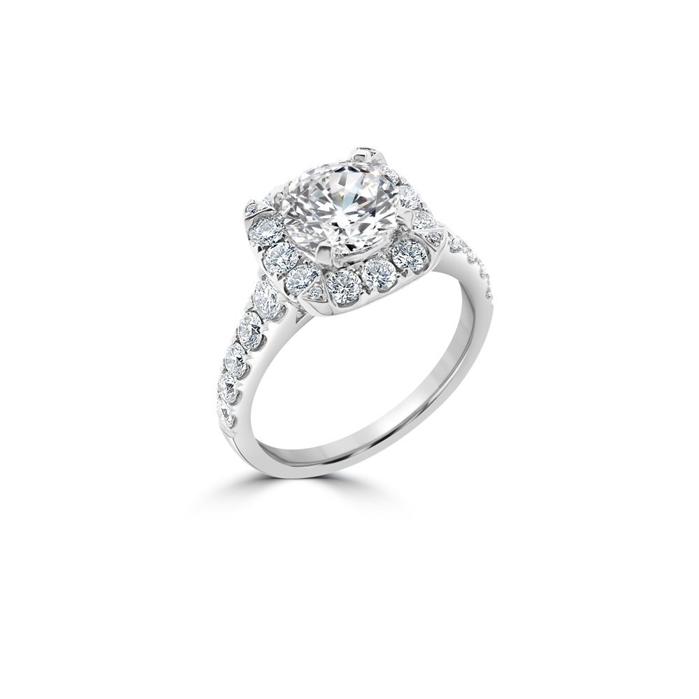 Diamond Cushion Halo Engagement Ring