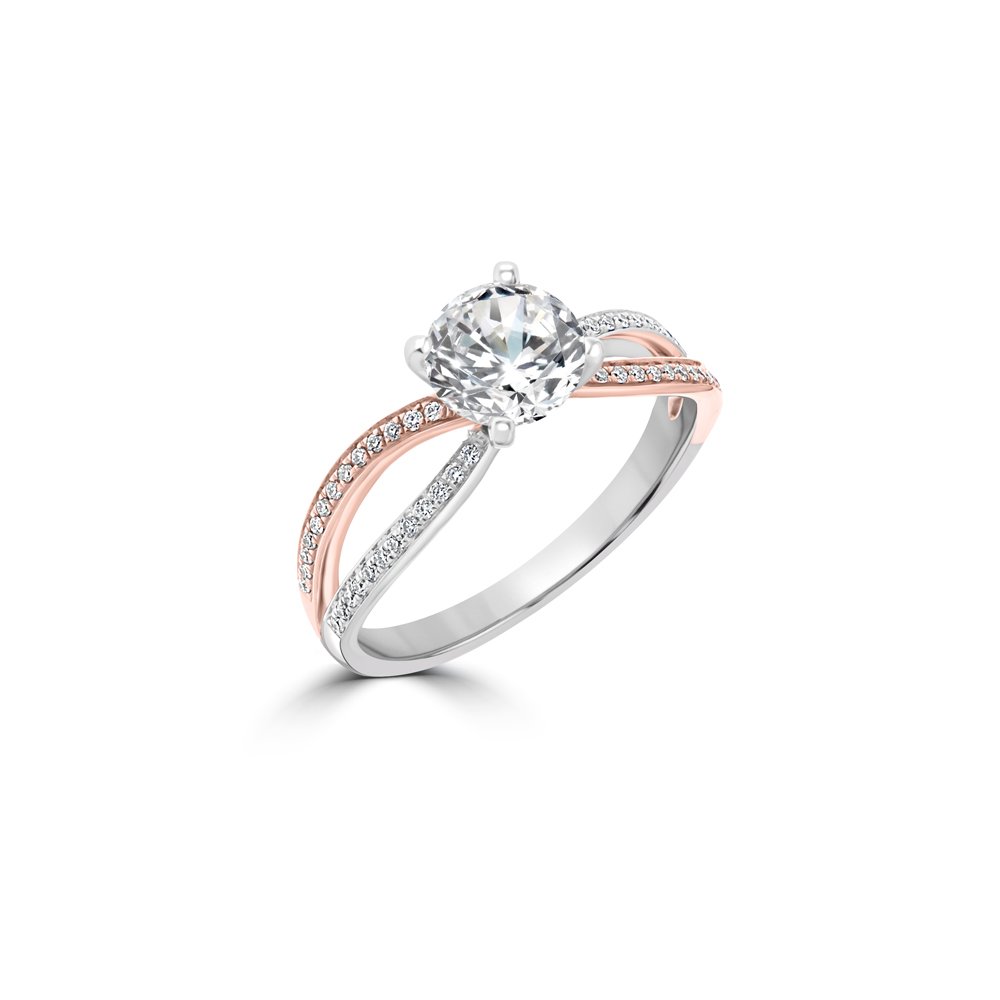 Diamond Wave Crossover Engagement Ring