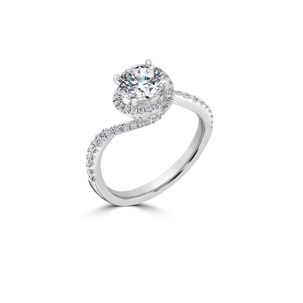 Diamond Halo Bypass Engagement Ring