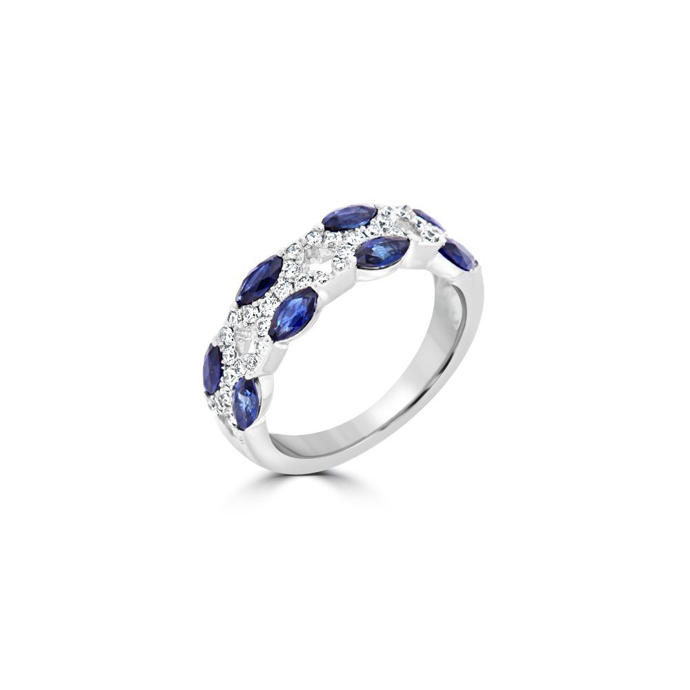 Marquise Cut Sapphire Pavé Diamond Ring