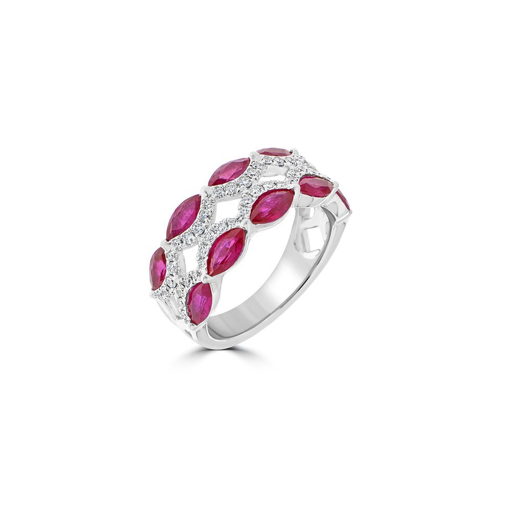 Marquise Cut Ruby Pavé Diamond Ring