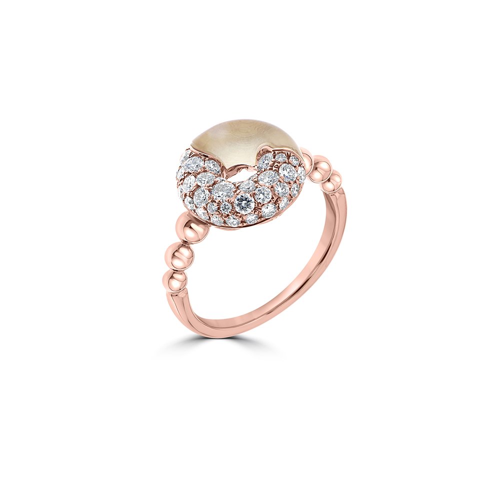 White Quartz Diamond Donut Ring