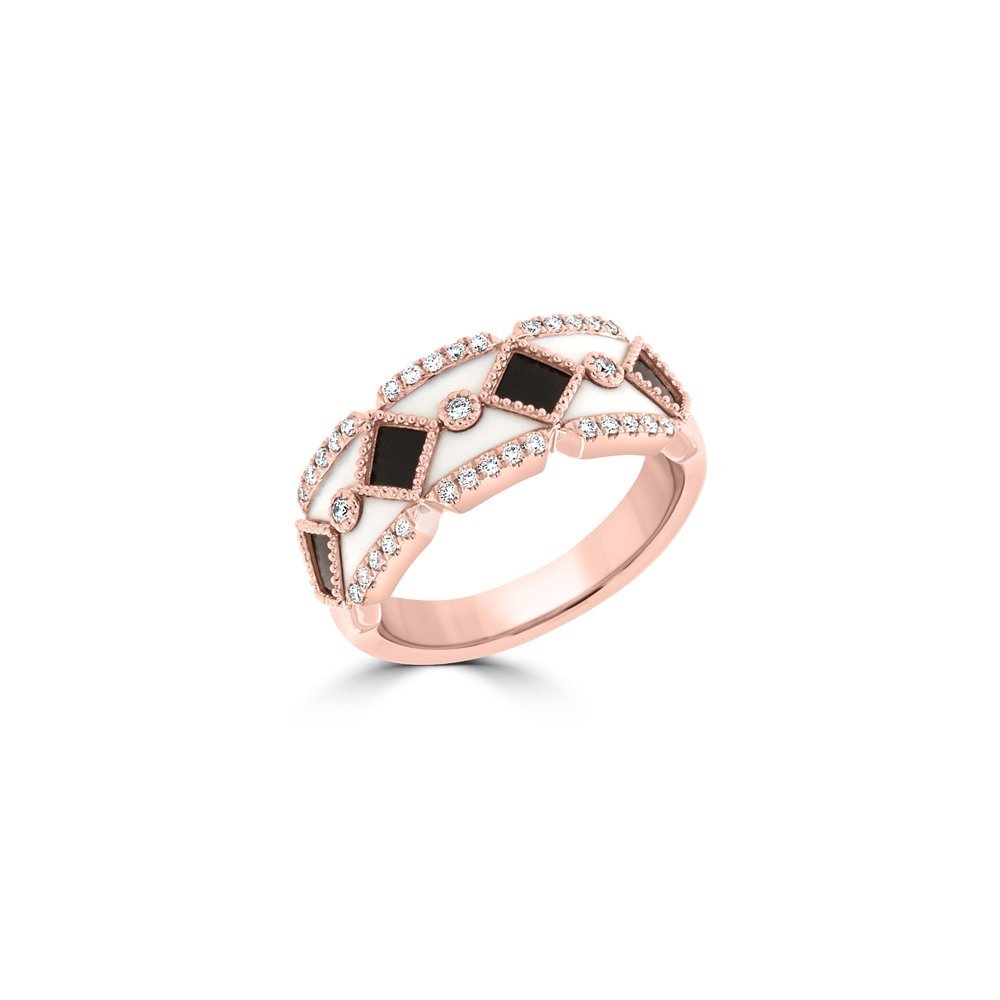Diamond Enamel Pattern Ring