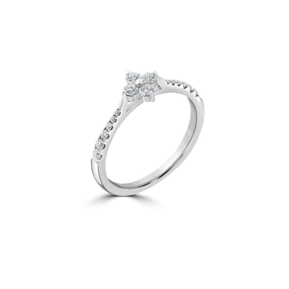 Diamond Floral Cluster Pavé Ring