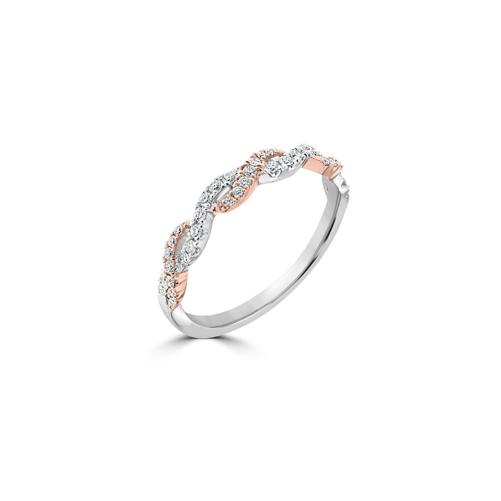 Diamond Twist Band Matching Ring in 18K White Gold, 18K Rose Gold