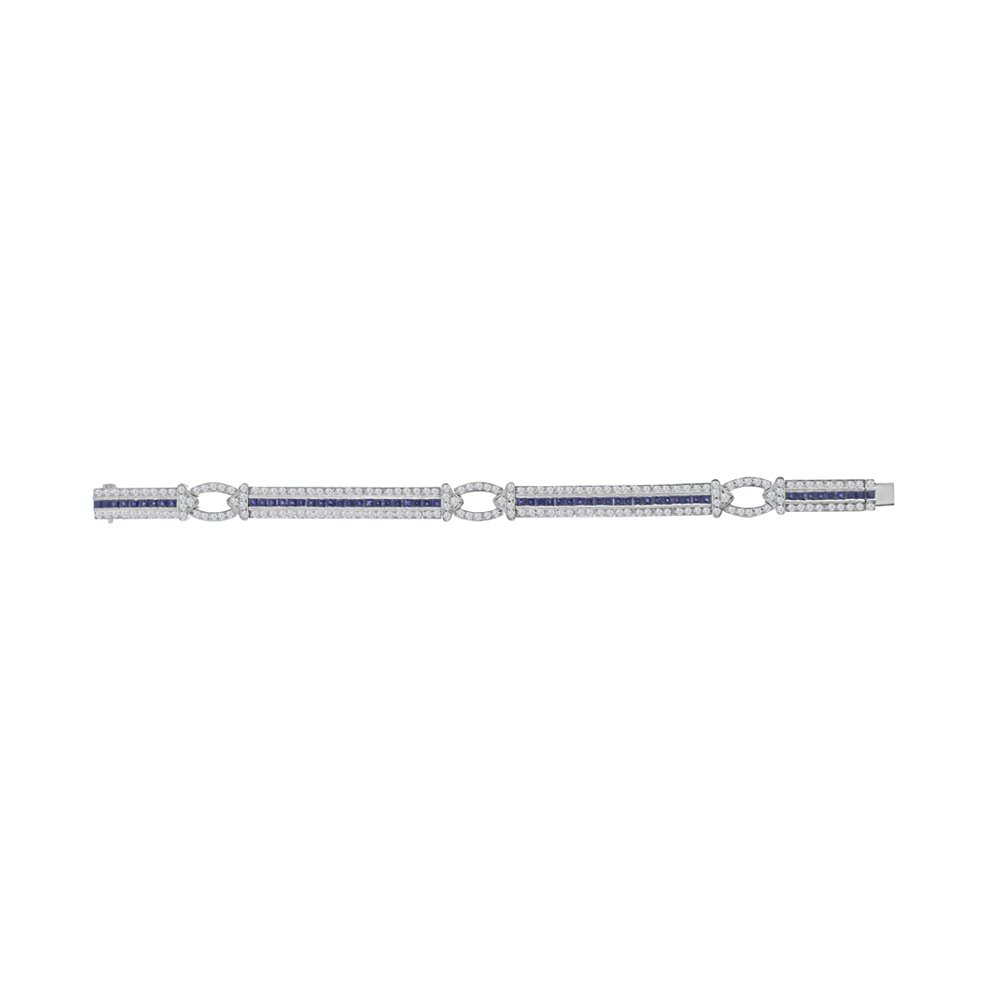 Sapphire Diamond Vintage Links Bracelet