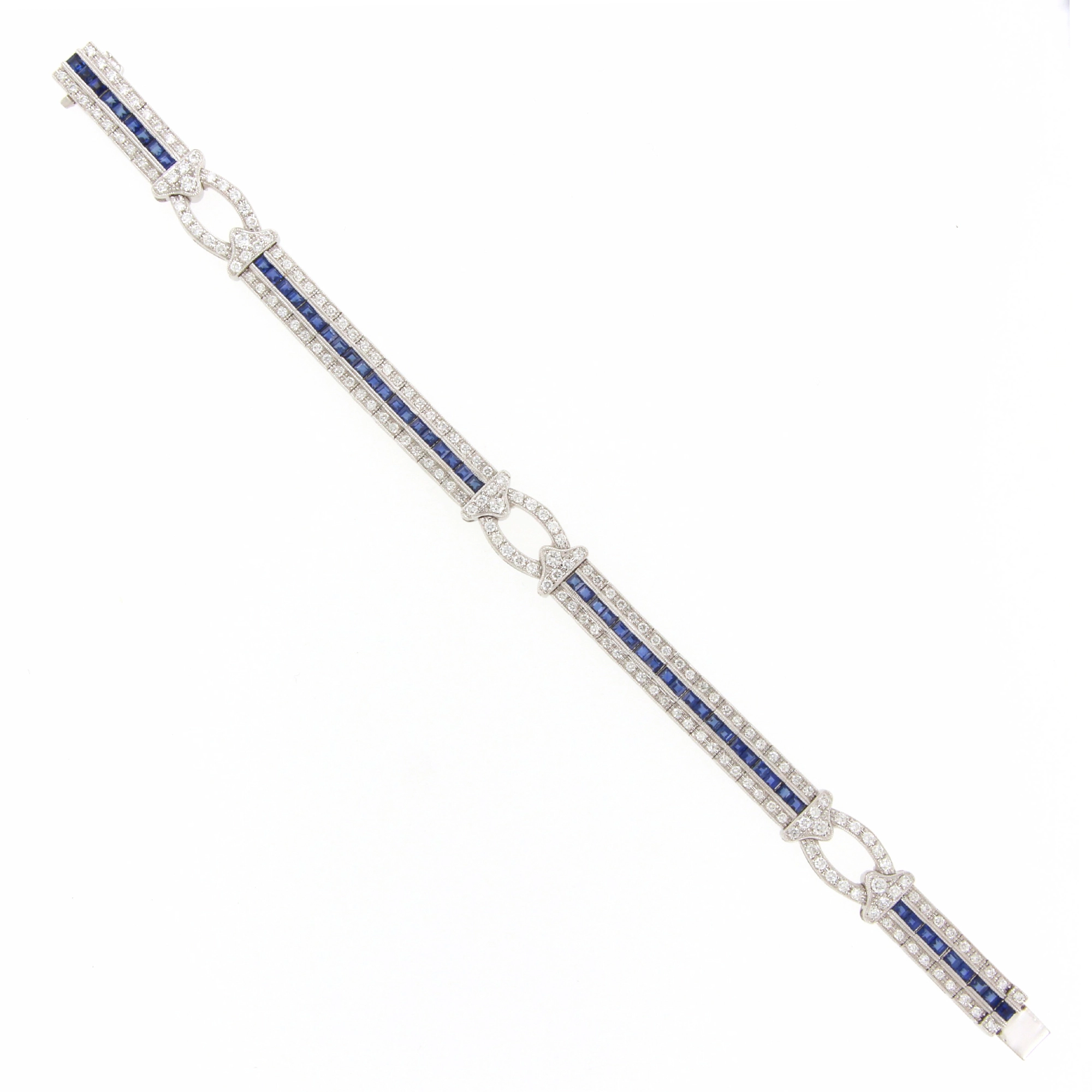 Sapphire Diamond Vintage Links Bracelet