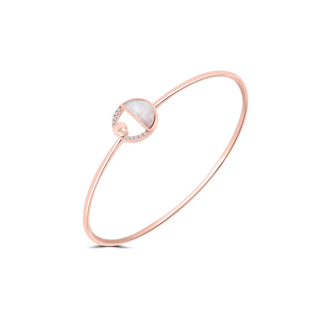 Pink Mother of Pearl Diamond Bangle