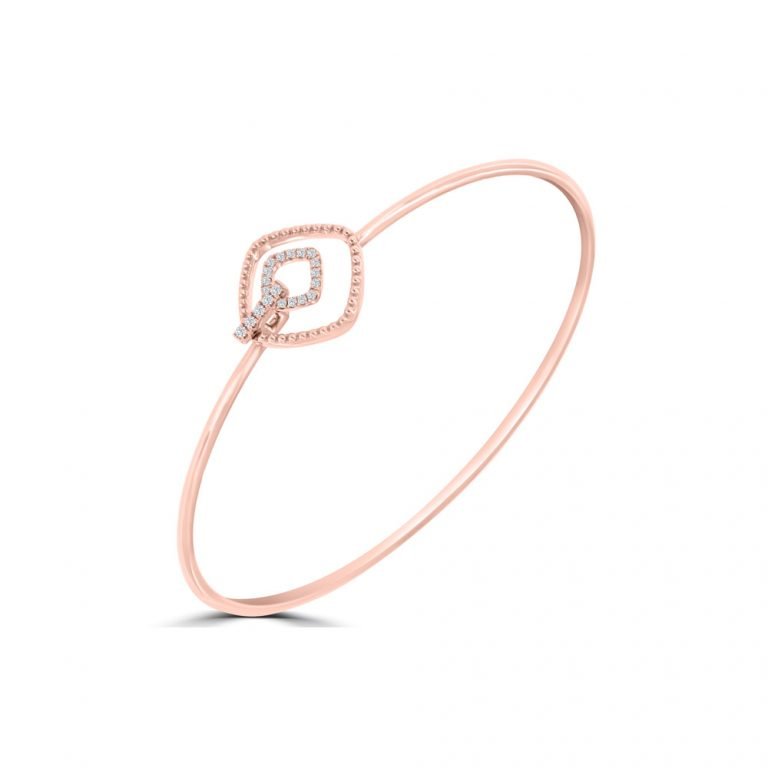 Diamond Open Geometric Bangle in 18K Rose Gold