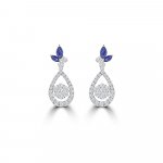 Marquise Cut Sapphire Diamond Teardrop Earrings in 18K White Gold
