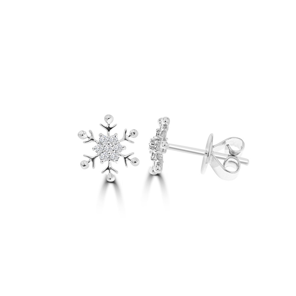 Diamond Snowflake Stud Earrings