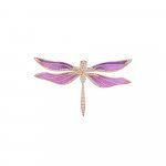 Diamond Enamel Dragonfly Brooch in 18K Rose Gold