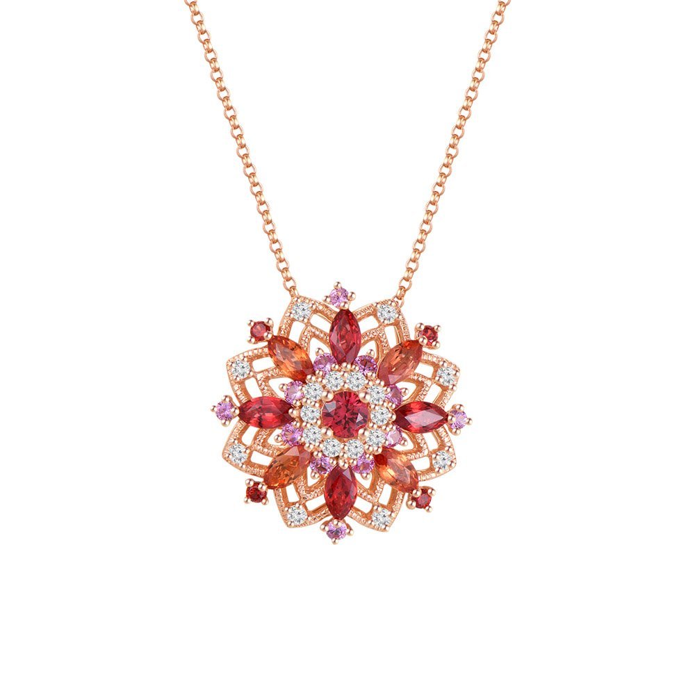Multicolour Sapphire Diamond Kaleidoscope Pendant with Chain