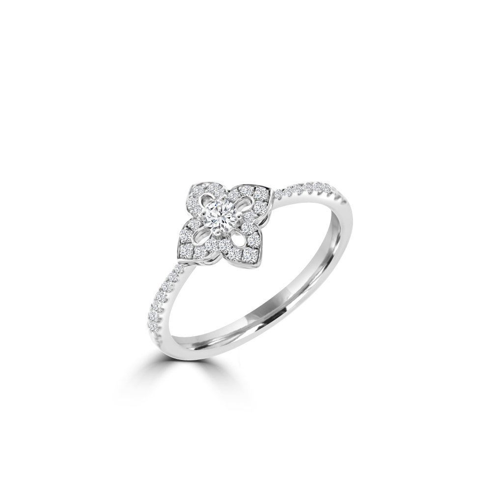 Diamond Open Petal Floral Ring