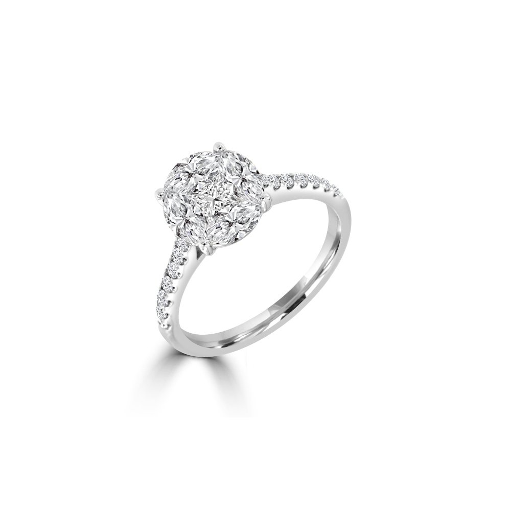Diamond Round Cluster Pavé Ring (L)