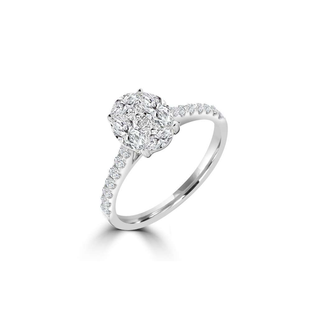 Diamond Oval Cluster Pavé Ring
