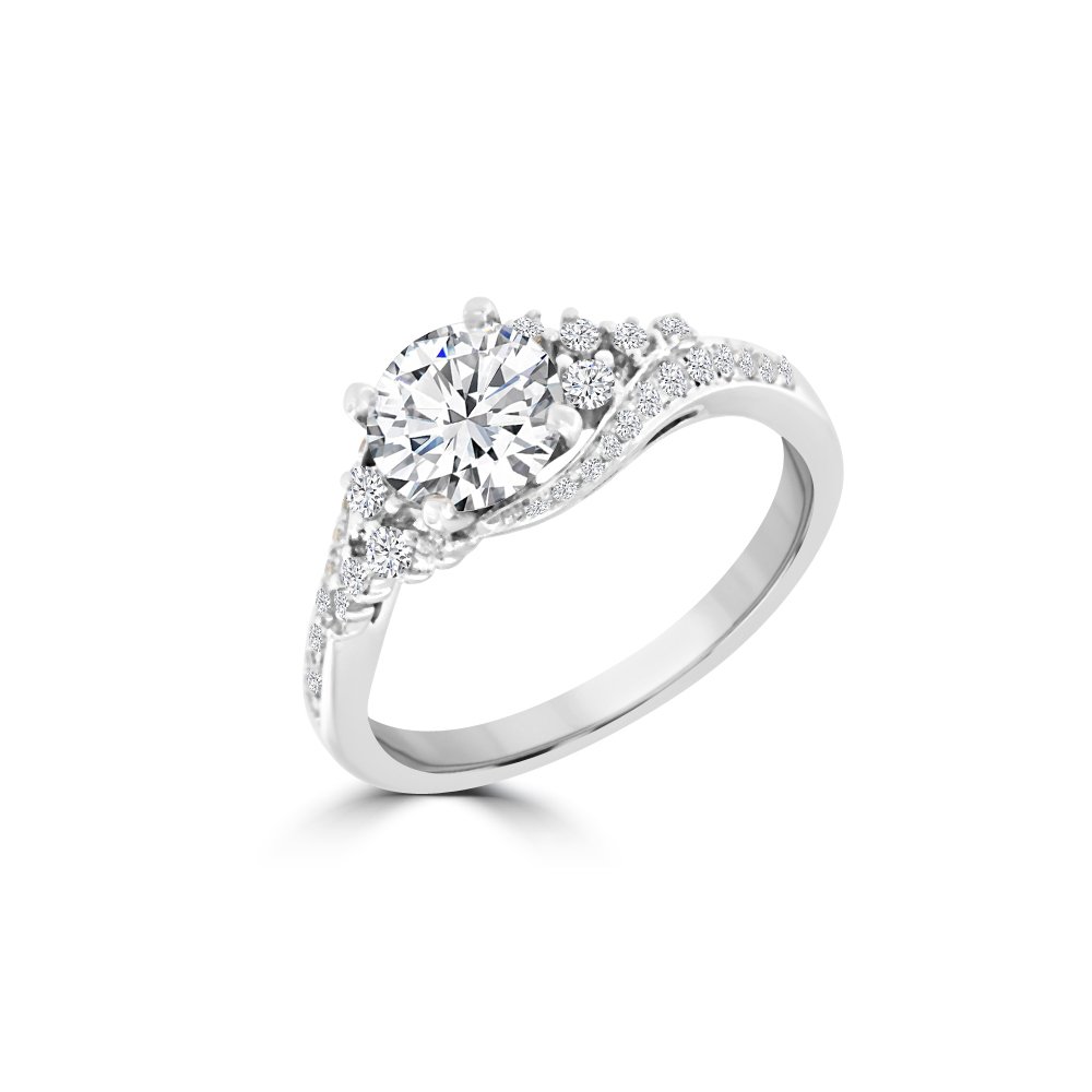 Diamond Scatter Cluster Wave Engagement Ring