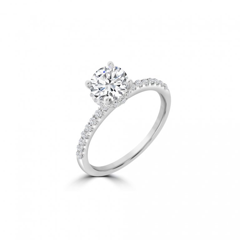 Diamond Classic Pavé Engagement Ring in 18K White Gold