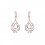 Marquise Diamond Dewdrop Lace Huggie Drop Earrings in 18K White Gold, 18K Rose Gold