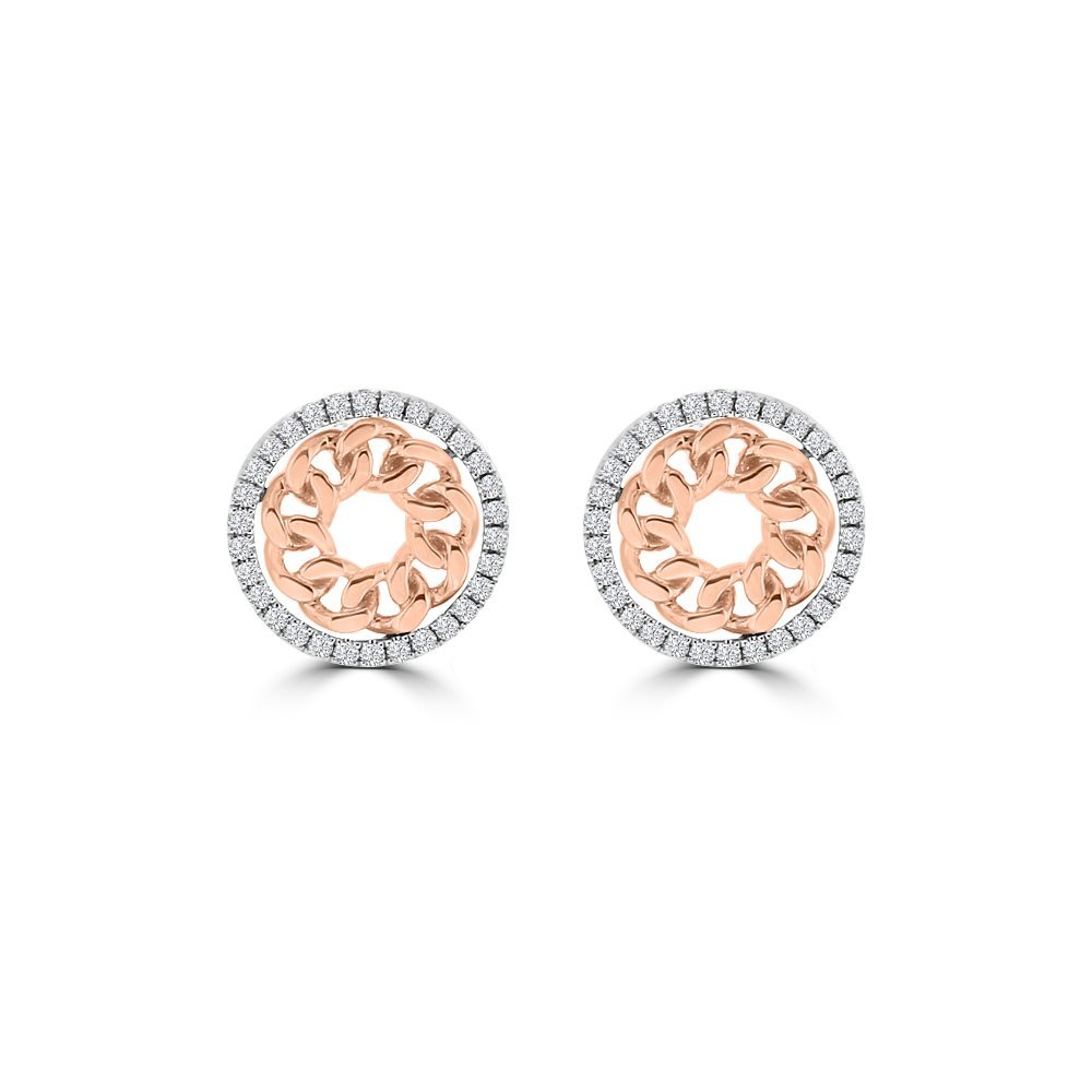 Diamond Curb Chain Open Circle Earrings