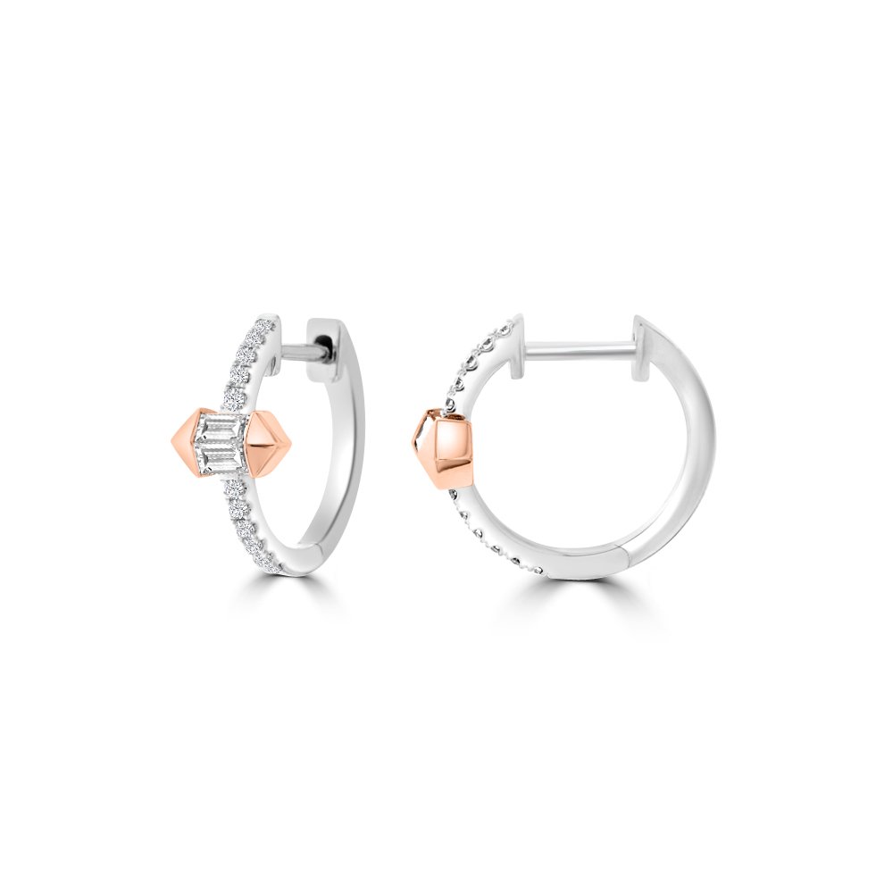 Diamond Polygon Huggie Earrings