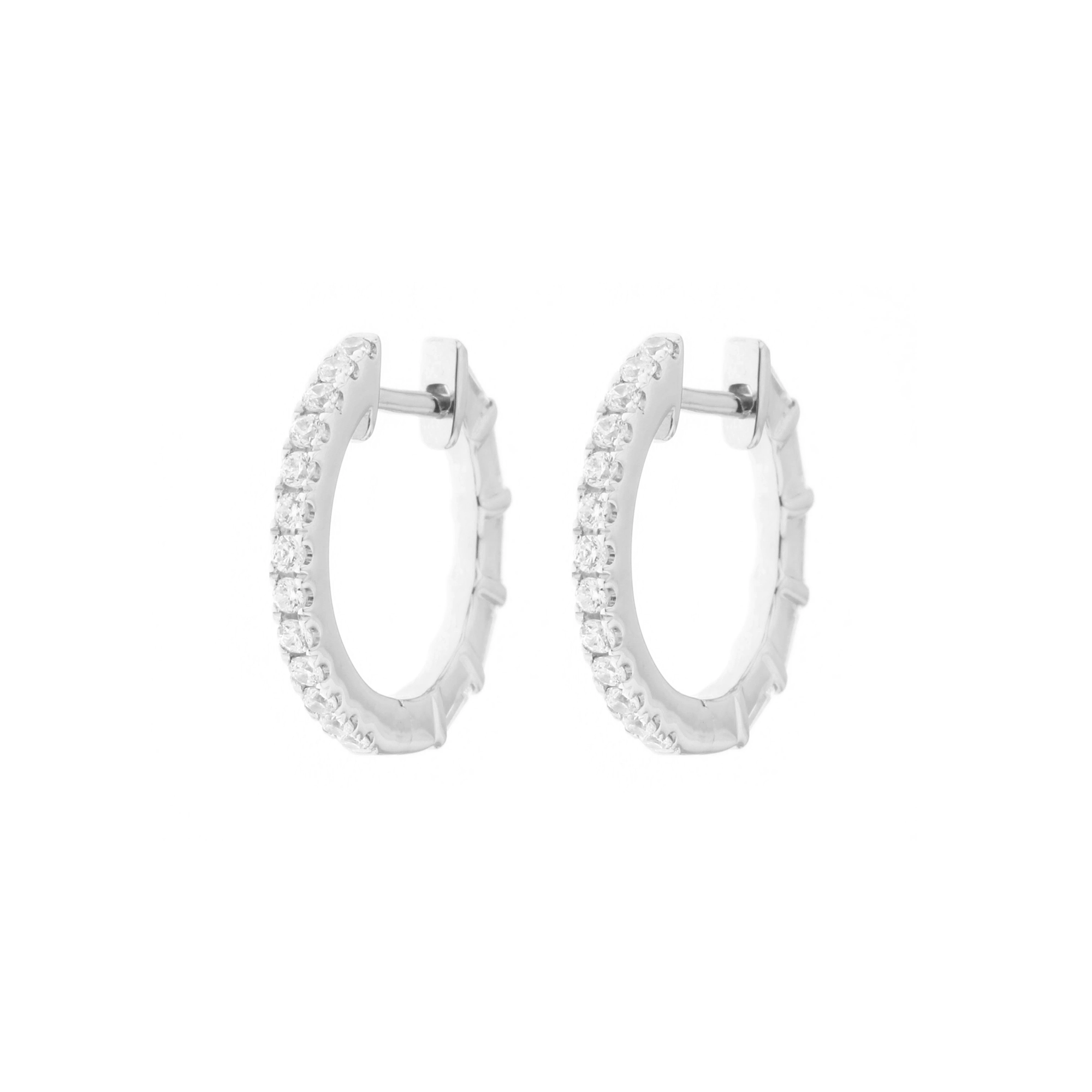 Diamond Geometric Pattern Reversible Hoop Earrings in 18K White Gold