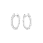 Diamond Geometric Pattern Reversible Hoop Earrings in 18K White Gold