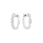 Diamond Geometric Pattern Reversible Hoop Earrings in 18K White Gold