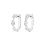Diamond Geometric Pattern Reversible Hoop Earrings in 18K White Gold