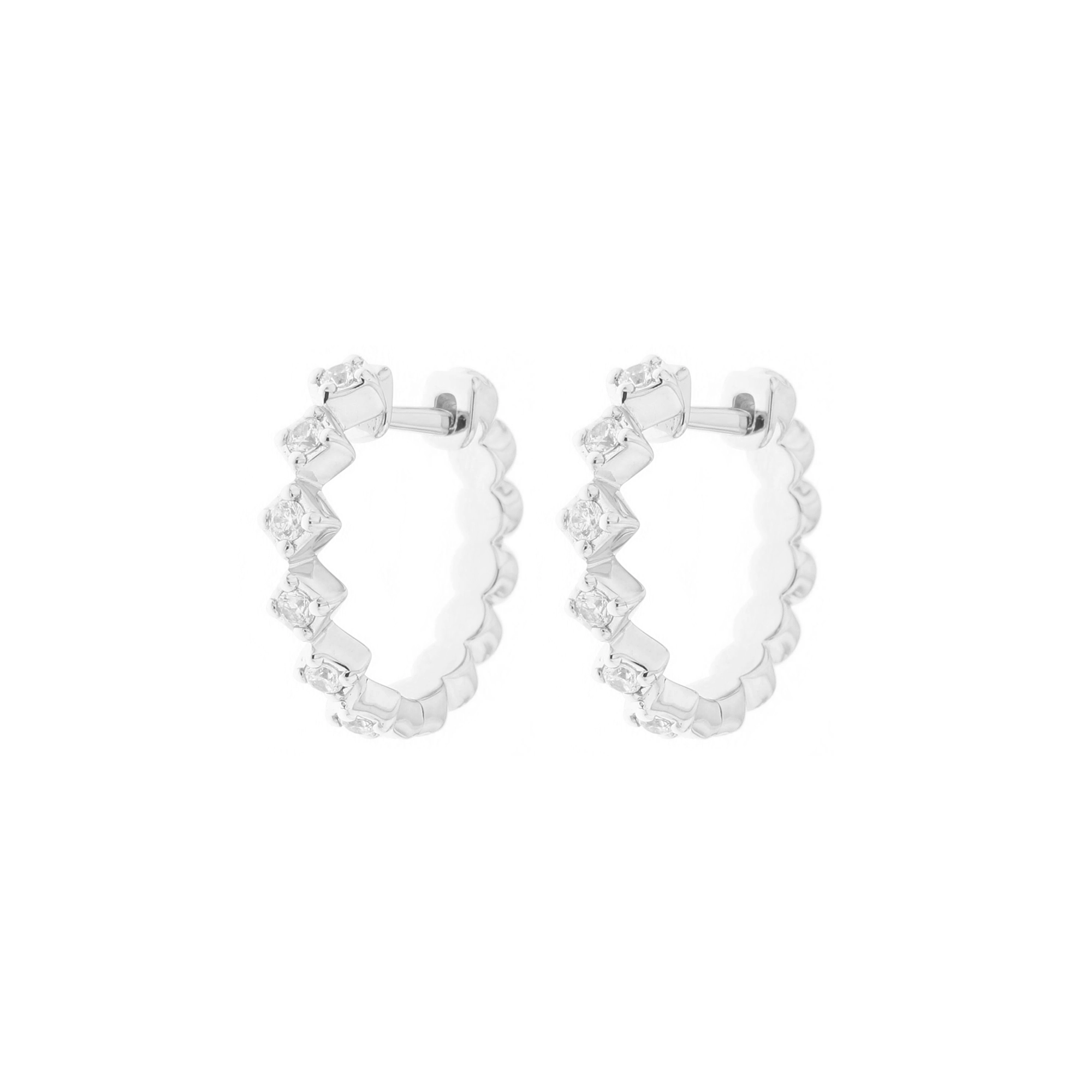 Diamond Geometric Pattern Reversible Hoop Earrings