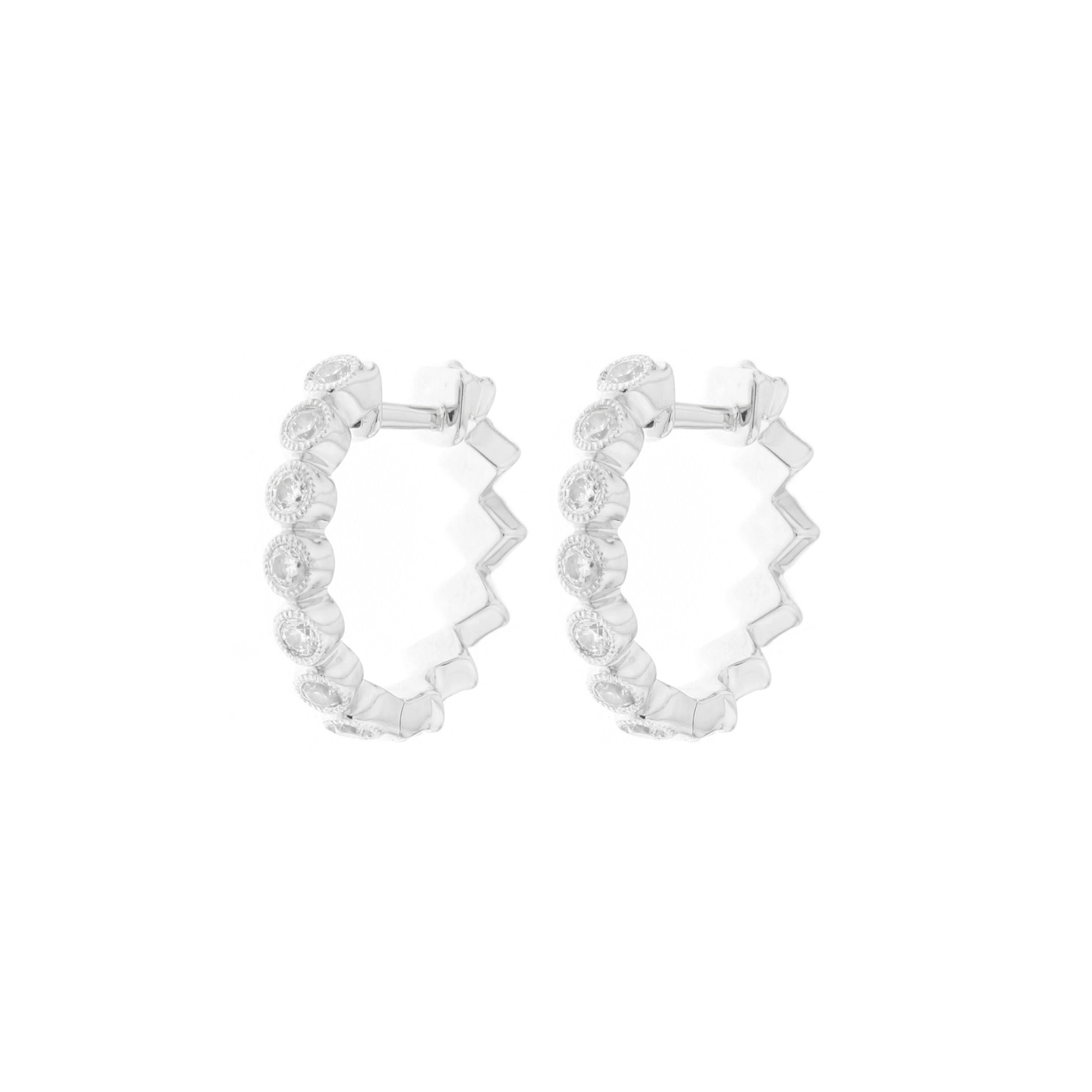Diamond Geometric Pattern Reversible Hoop Earrings