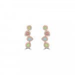Diamond Enamel Quartet Geometric Drop Earrings in 14K Rose Gold