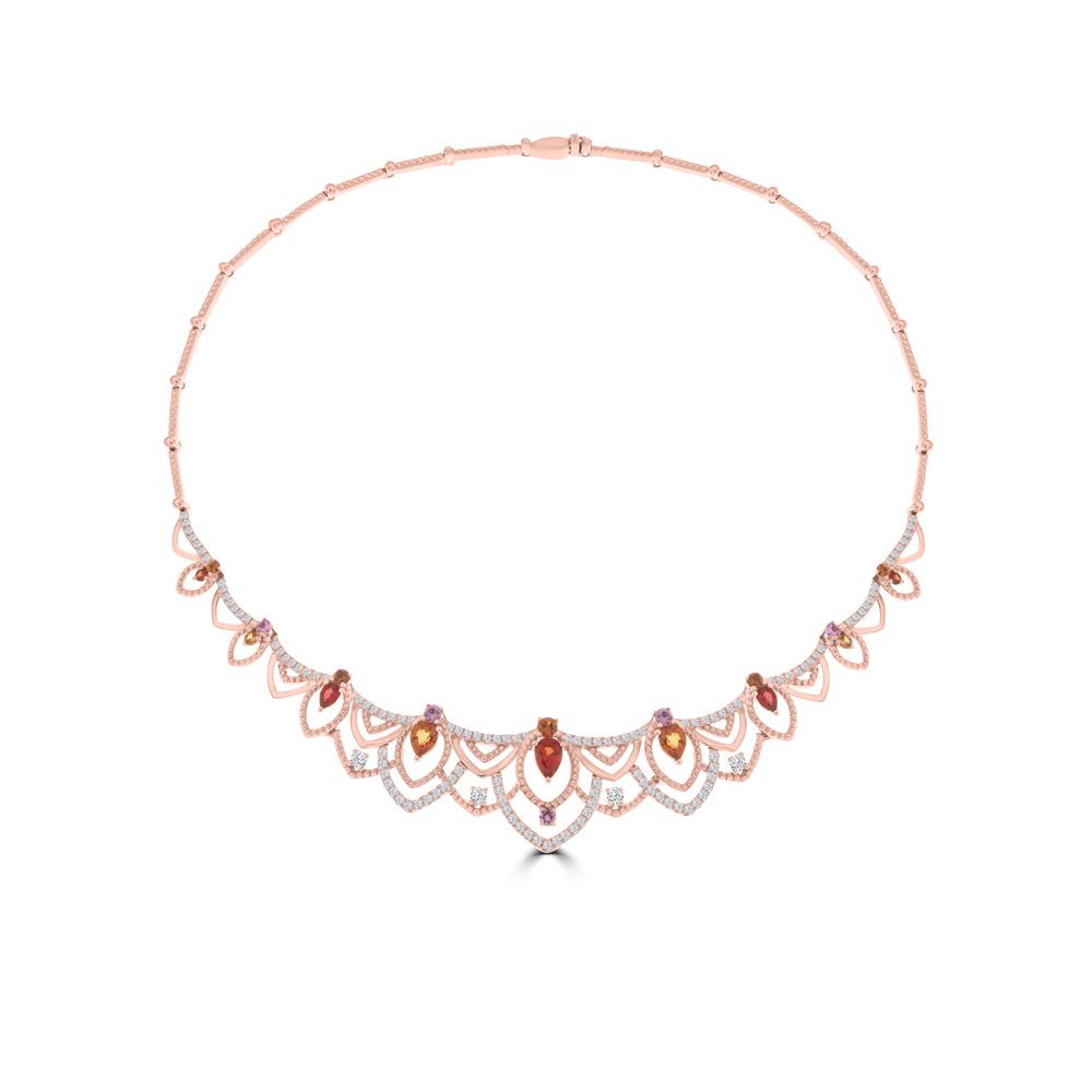 Multicolour Sapphire Ruby Diamond Kaleidoscope Necklace