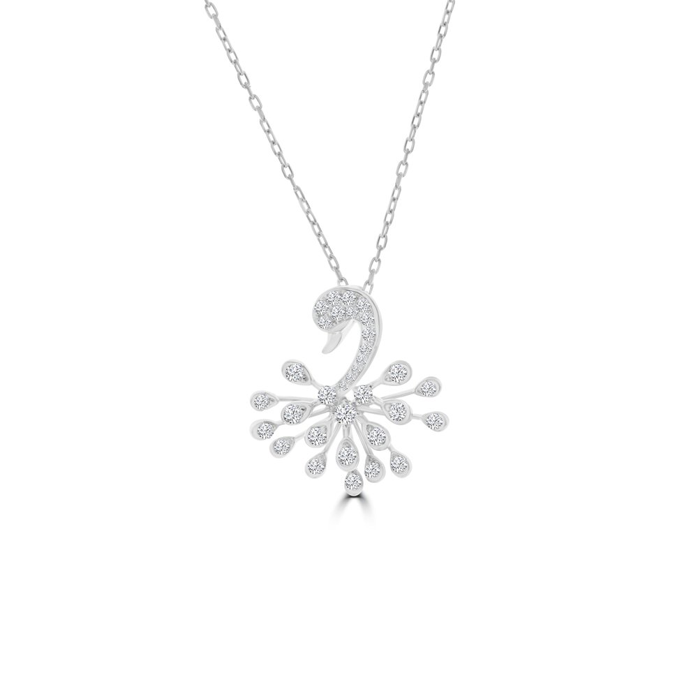 Diamond Swan Pendant with Chain