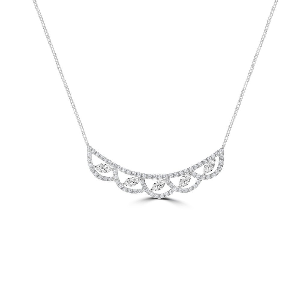 Marquise Diamond Lace Curve Pendant with Chain