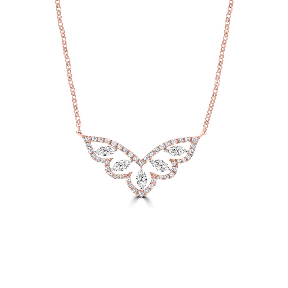Marquise Diamond Lace Crown Pendant with Chain