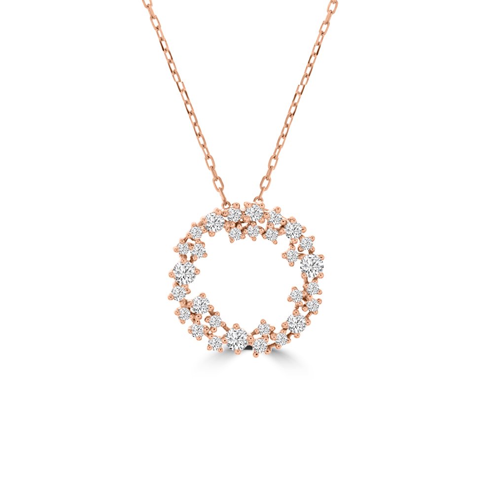 Diamond Sprinkle Cluster Open Circle Pendant with Chain