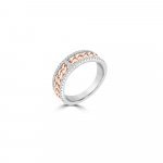 Diamond Curb Chain Half Eternity Ring in 18K White Gold, 18K Rose Gold