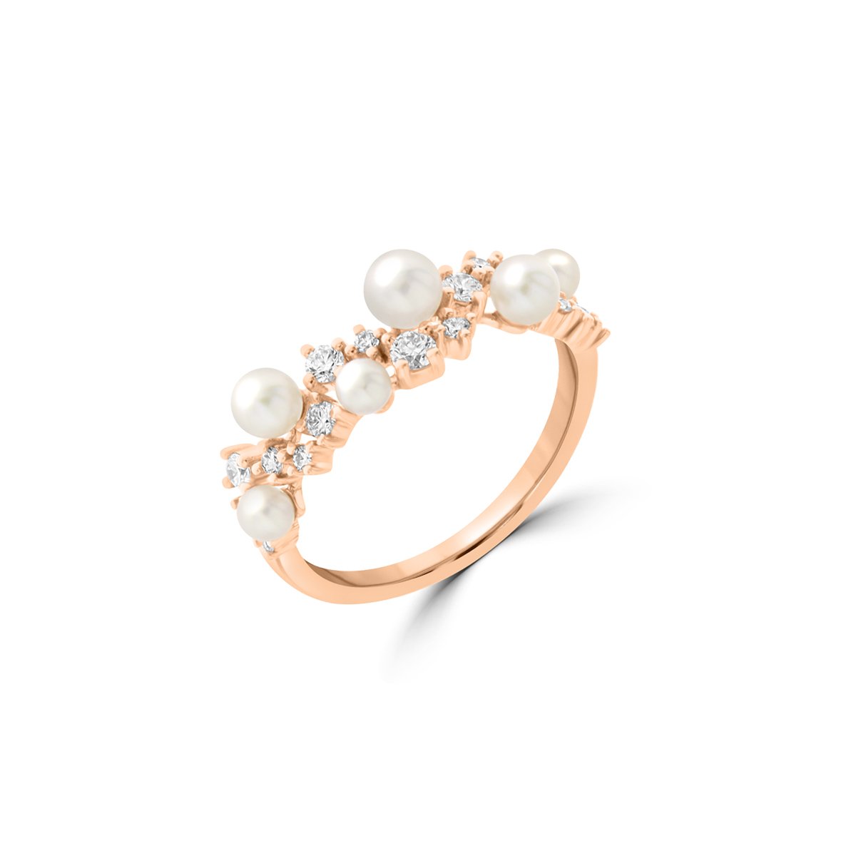 Akoya Pearl Diamond Sprinkle Cluster Ring