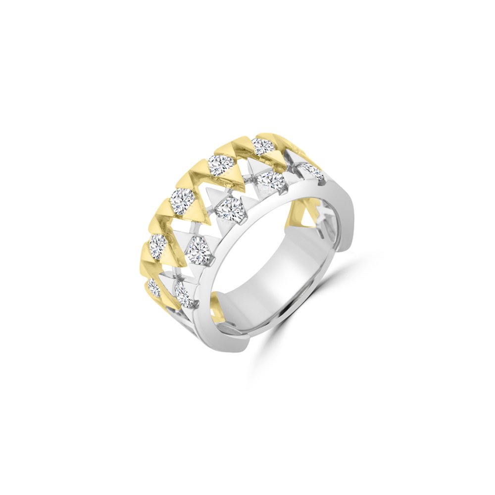 Diamond Triangle Pattern Channel Ring