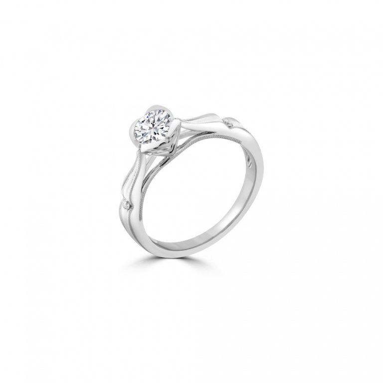 Bezel Set Solitaire Diamond Ring in 18k White Gold
