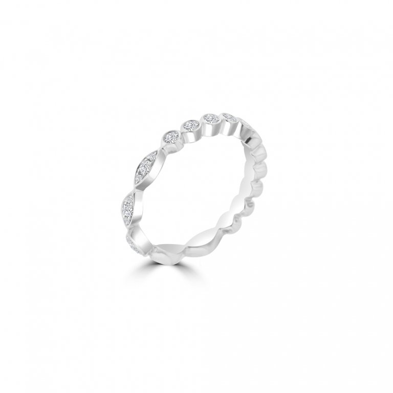 Diamond Geometric Pattern Reversible Eternity Ring in 18K White Gold
