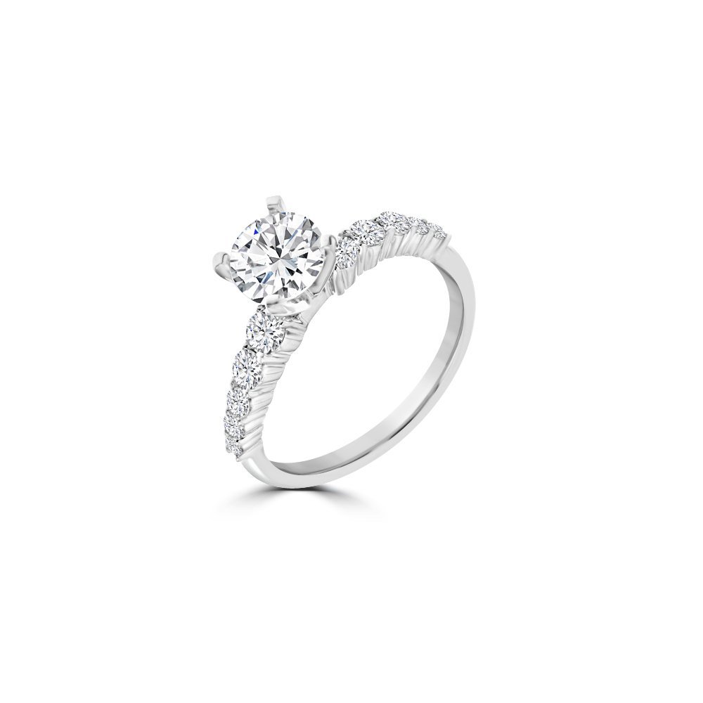 Diamond Reverse Tapered Wave Engagement Ring